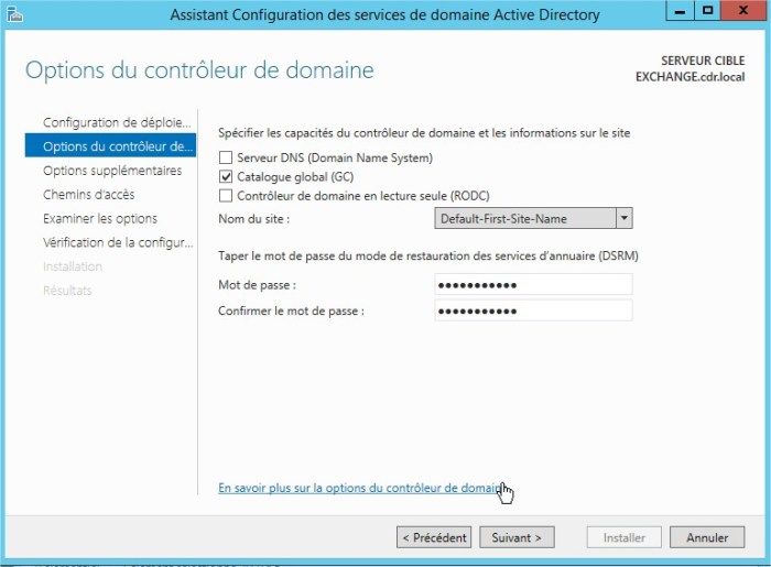 Assistant Configuration des services de domaine Active Directory6