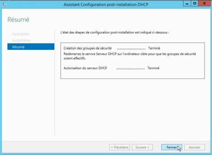Assistant Configuration post-installation DHCP3