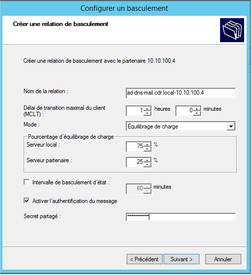 Configurer un basculement22