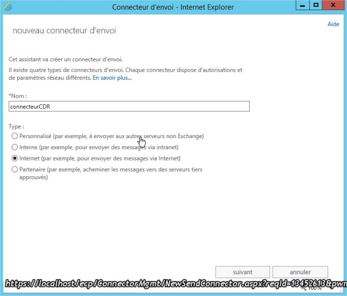 Connecteur d'envoi - Internet Explorer22