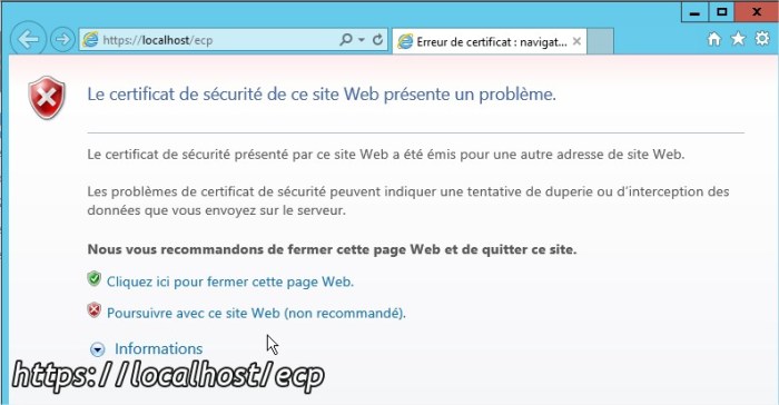 Erreur de certificat  navigation bloquée - Internet Explorer