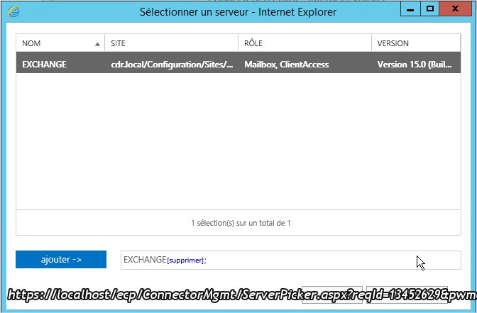 Sélectionner un serveur - Internet Explorer8